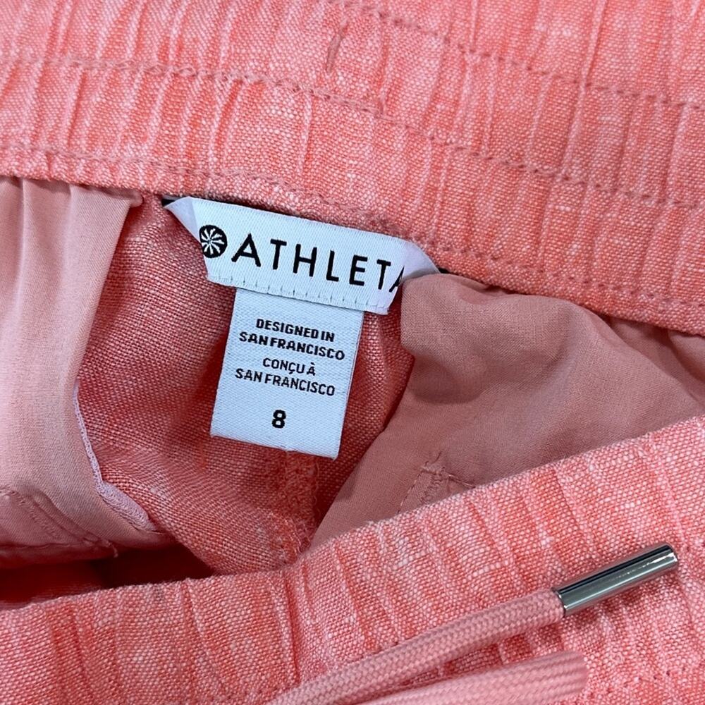 Athleta Retreat Linen Wide Leg Pant Sunset Glow size 8 Summer Beach - Picture 7 of 10